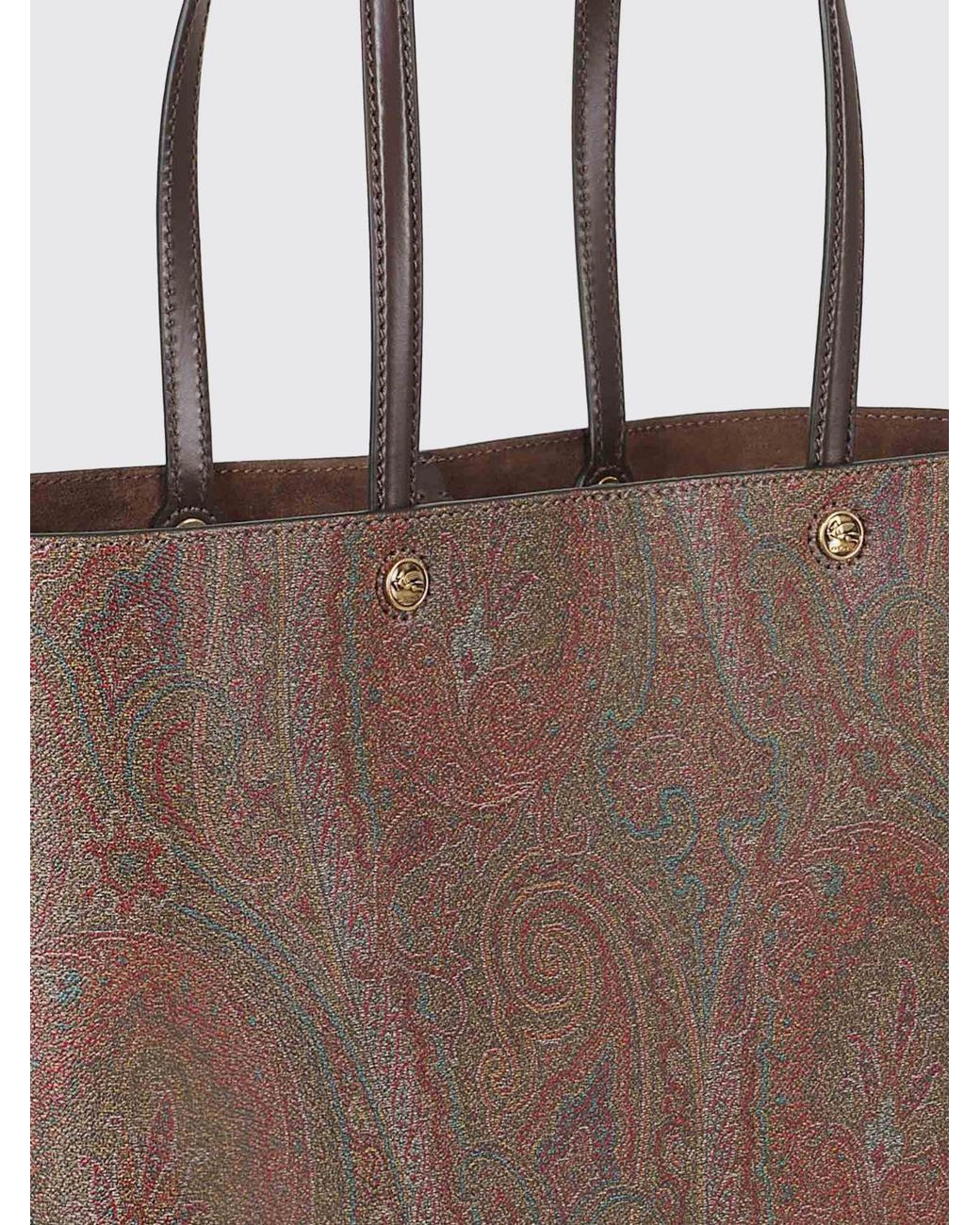 Etro White Essential Paisley Print Coated Cotton Tote Bag With Pegaso Logo