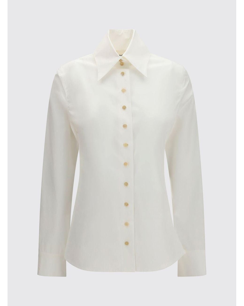 Khaite White Slim-Fit Cotton Shirt With Point Collar And Curved Hem