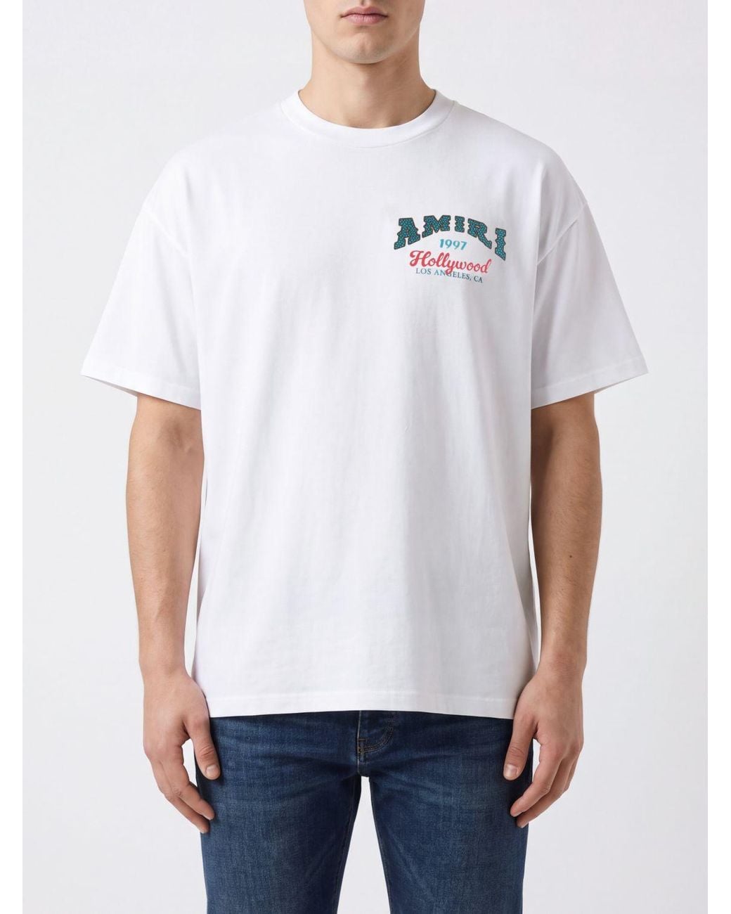 Amiri White Relaxed Fit Cotton T-Shirt With Graphic And Logo Print for men