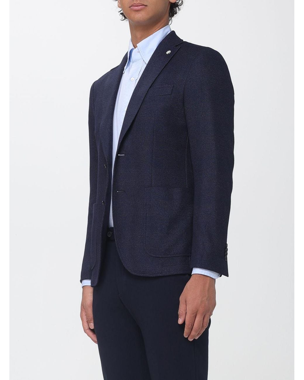 Manuel Ritz Blue Slim Fit Single-Breasted Viscose Blend Blazer With Classic Lapels for men