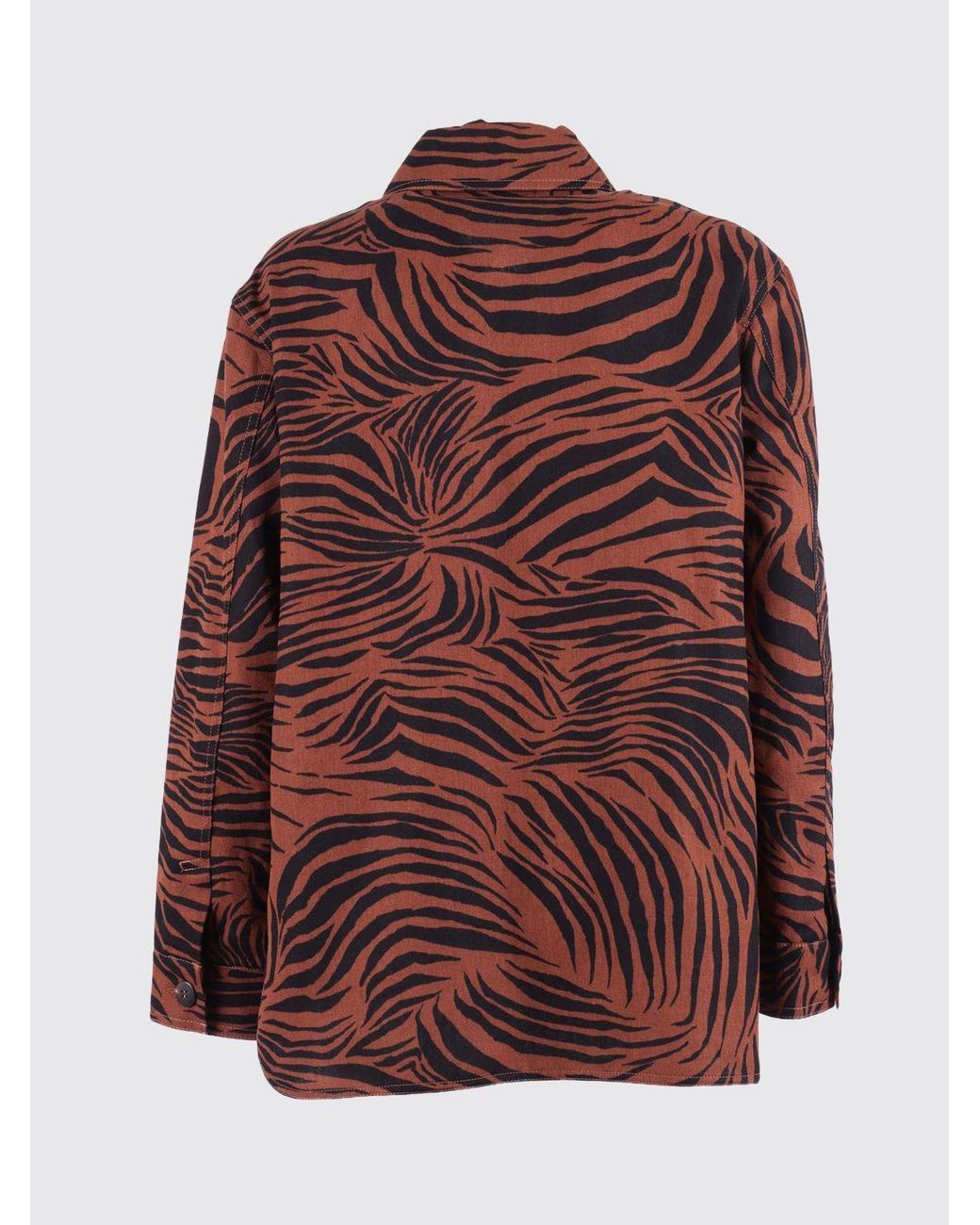 Max Mara Brown Printed Cotton And Linen Shirt