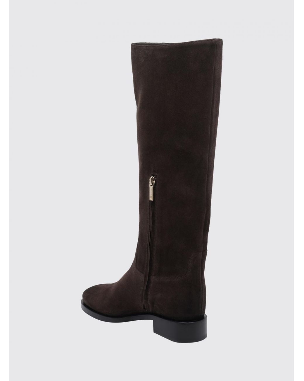 Santoni Black Kniehohe Wildlederstiefel Mit Schnalle Und Niedrigem Absatz