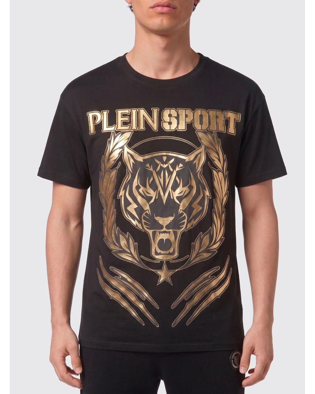 Philipp Plein Black Graphic Print Cotton T-Shirt With Contrast Logo for men