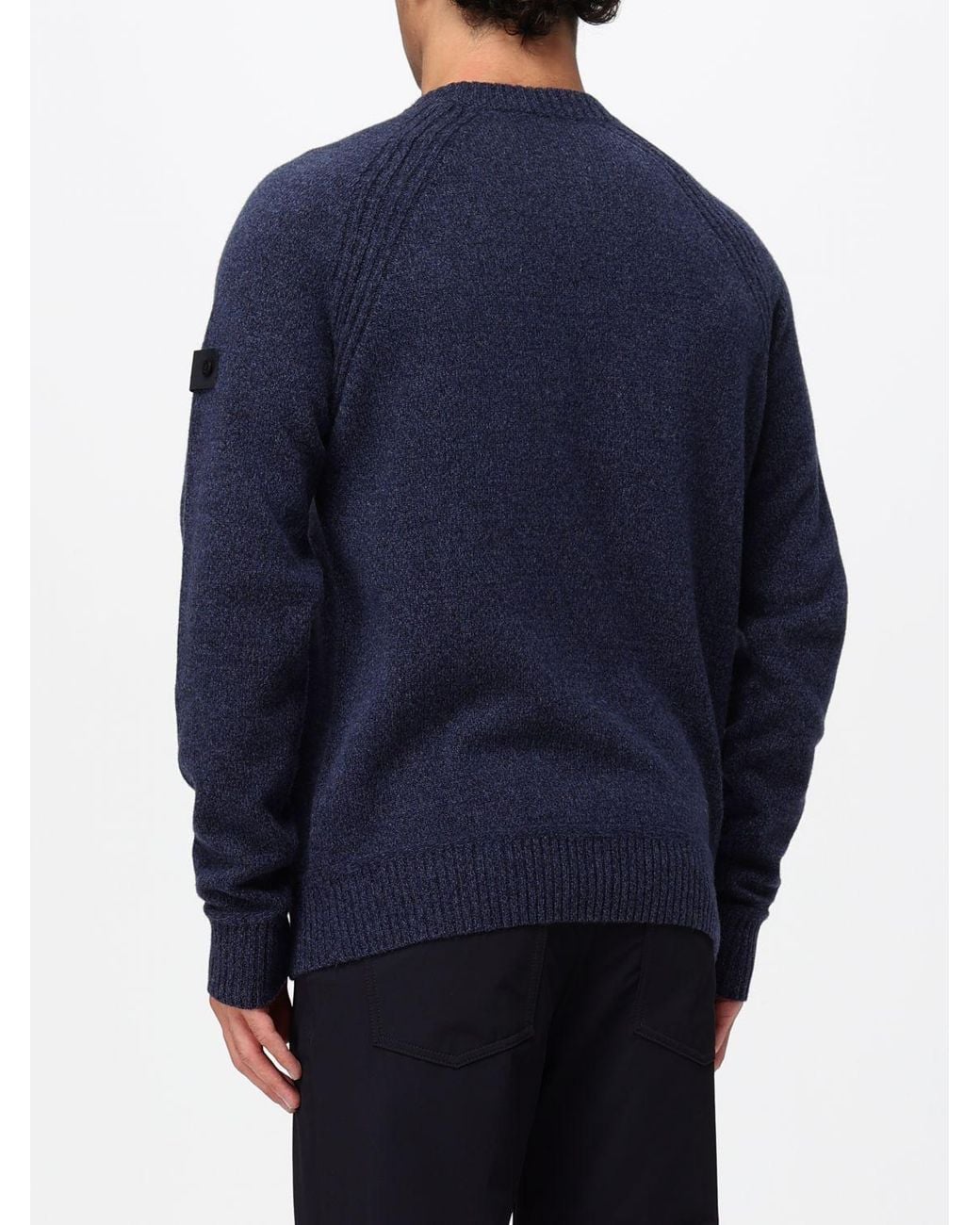 Peuterey Blue Crewneck Pure Wool Jumper With Applied Logo for men