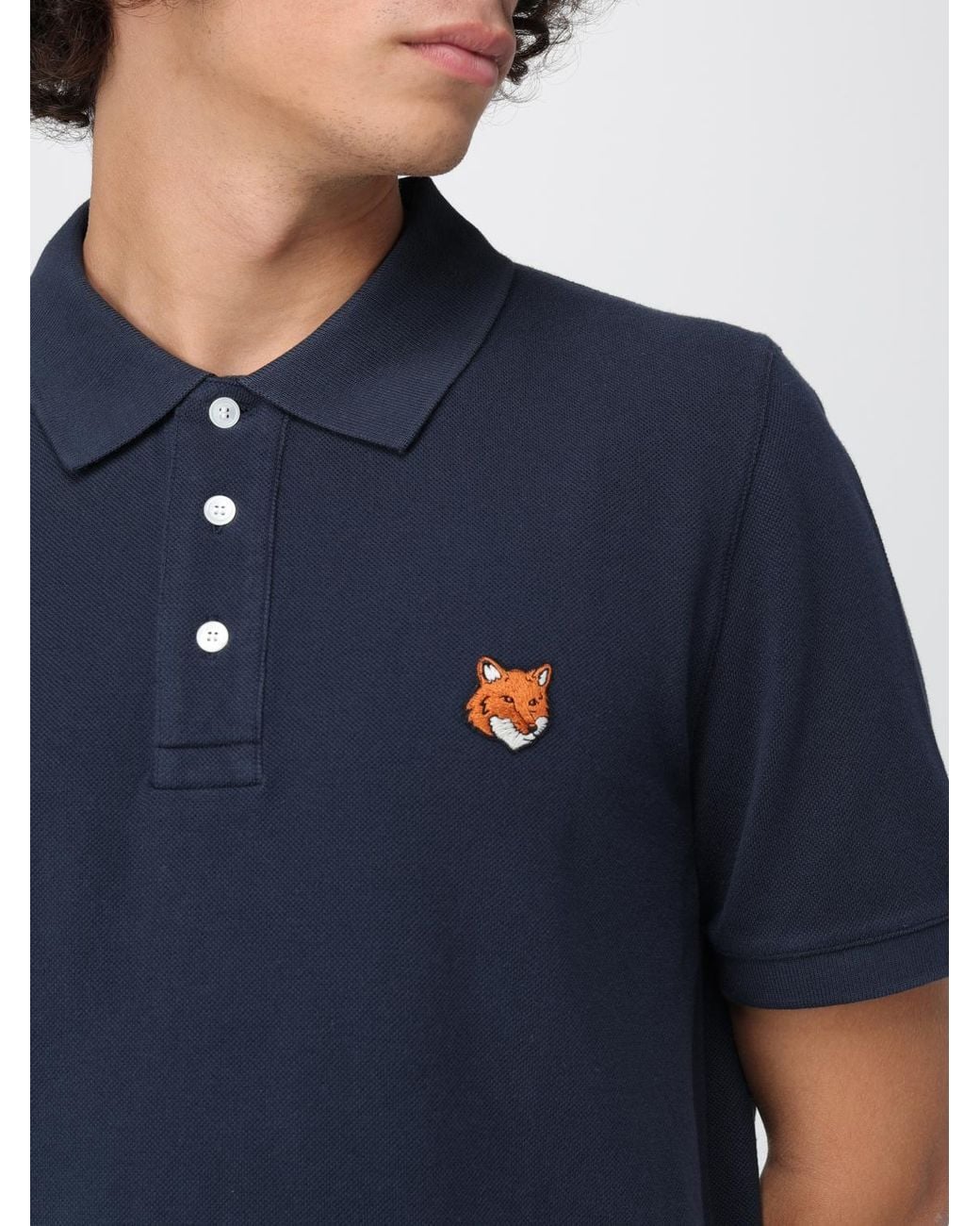 Maison Kitsuné Blue Maison Kitsun&Eacute Cotton Polo Shirt With Logo for men