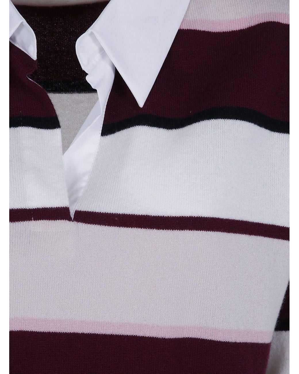 Mrz Red Striped Long-Sleeve Virgin Wool And Cashmere Polo