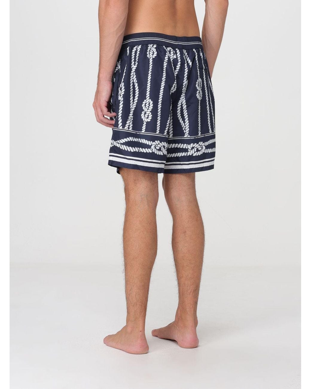 Dolce & Gabbana Blue Dolce &Amp Gabbana Boxer-Style Swim Shorts With Graphic Print And Drawstring Waist for men