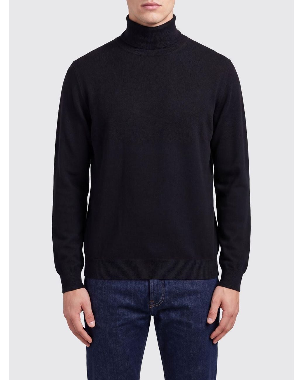 Fedeli Blue Long-Sleeved Turtleneck Jumper for men