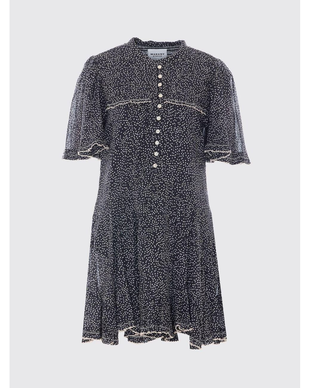 Isabel Marant Blue Daynia Polka-Dot Cotton Chemisier Mini Dress