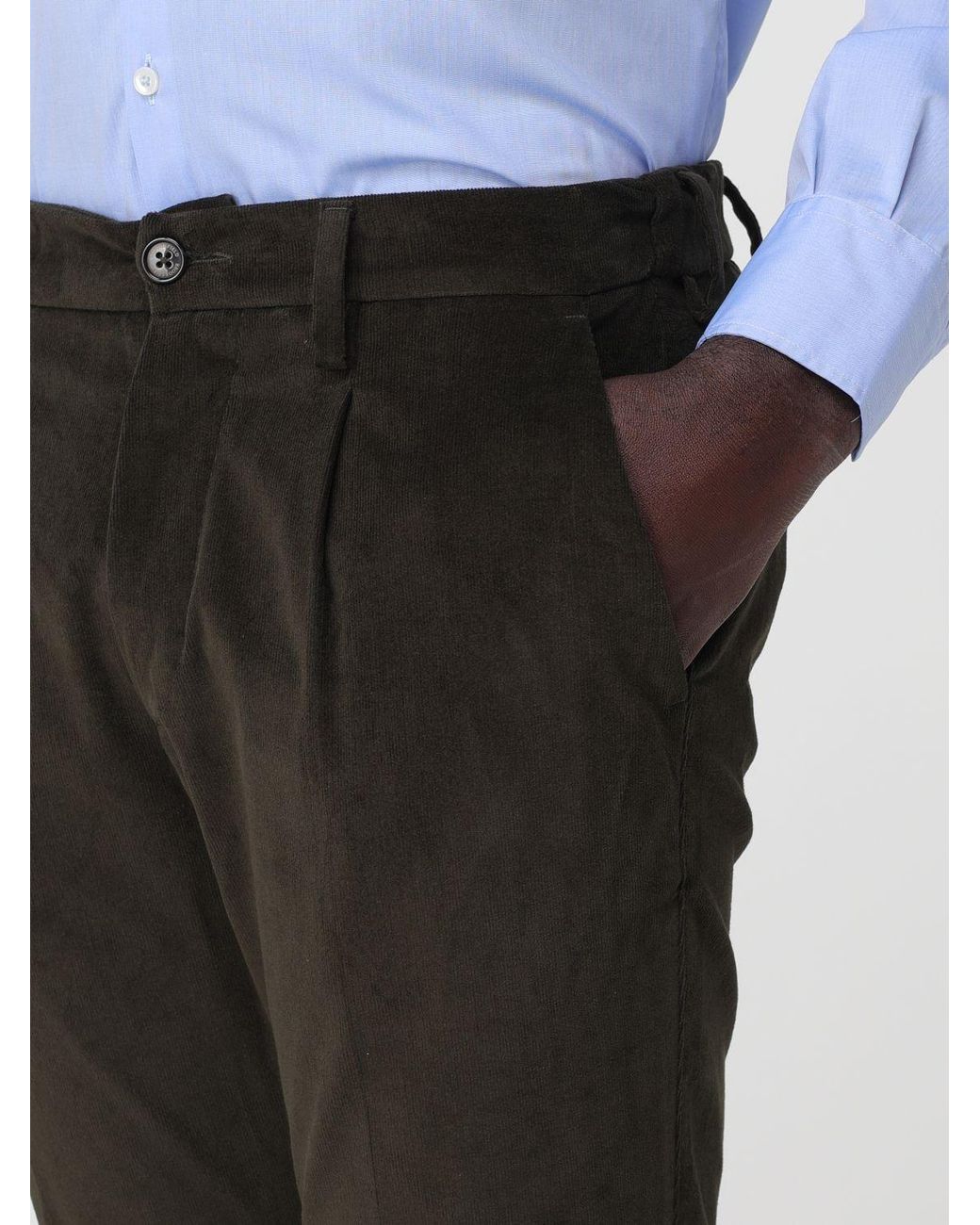 Brooksfield Brown Straight Fit Stretch Cotton Corduroy Trousers for men