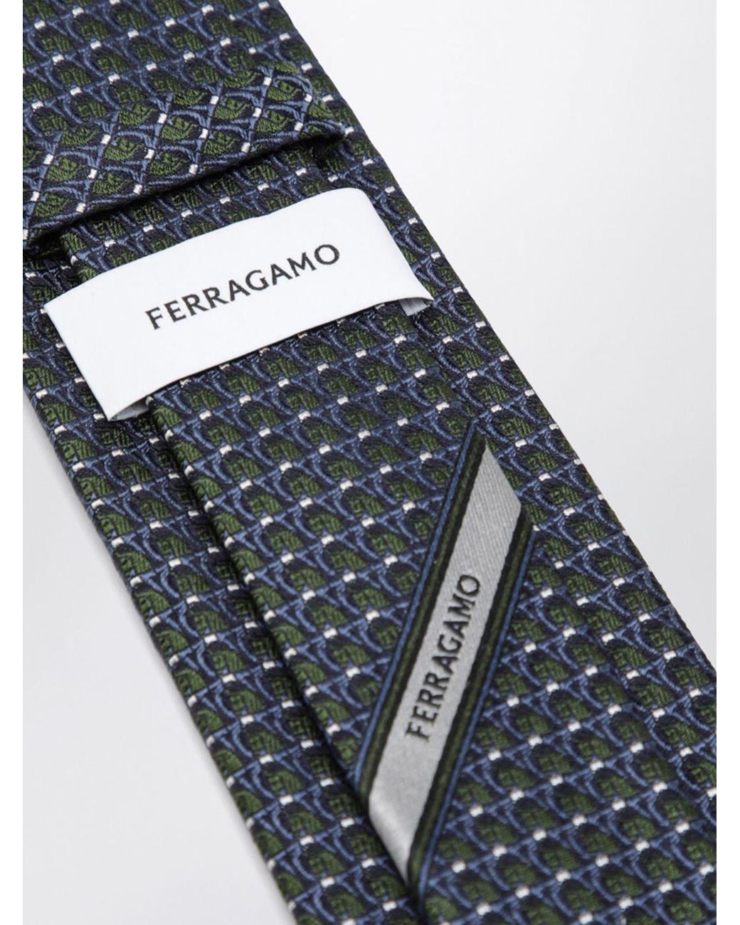 Corbata Gancini De En Seda Con Motivo Jacquard Ferragamo de hombre de color Gray