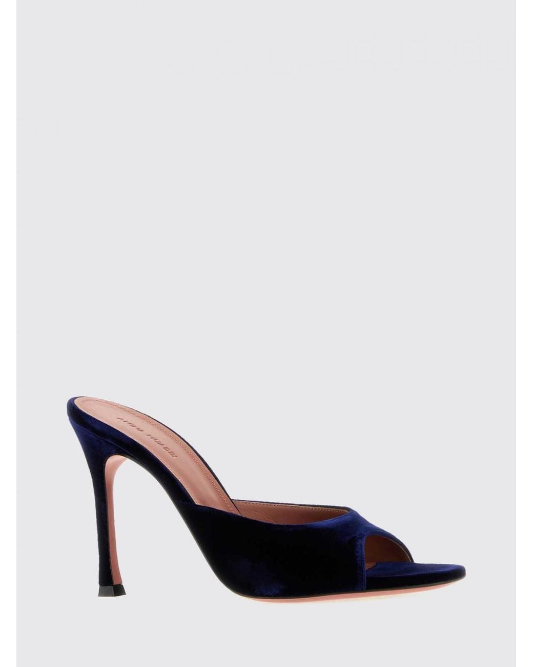 AMINA MUADDI Blue Alexa Satin Mules With Stiletto Heel