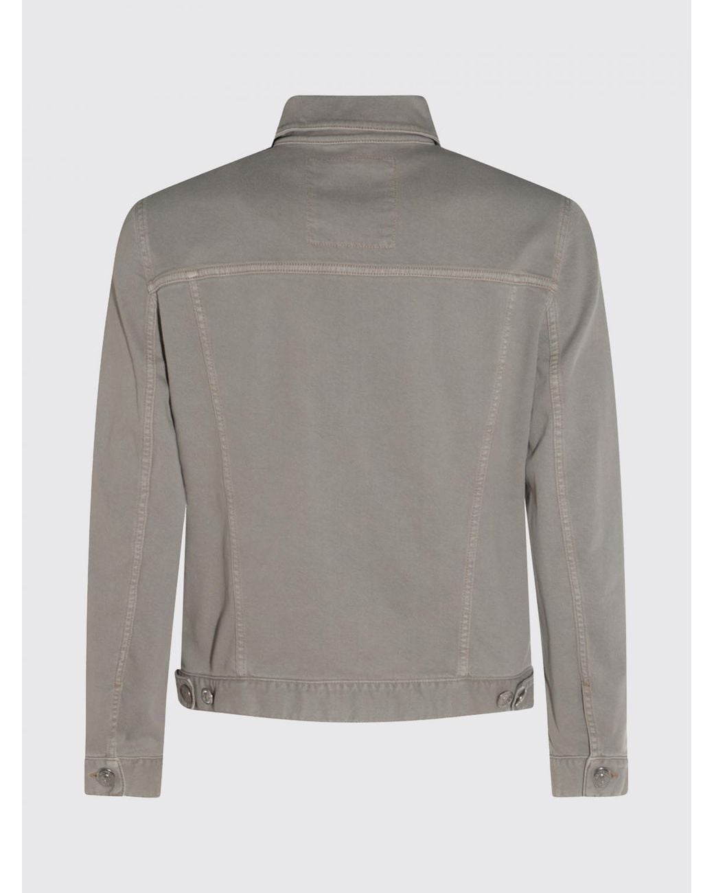 Brunello Cucinelli Gray Cotton Shirt Jacket With Patch Pockets And Metal Buttons for men