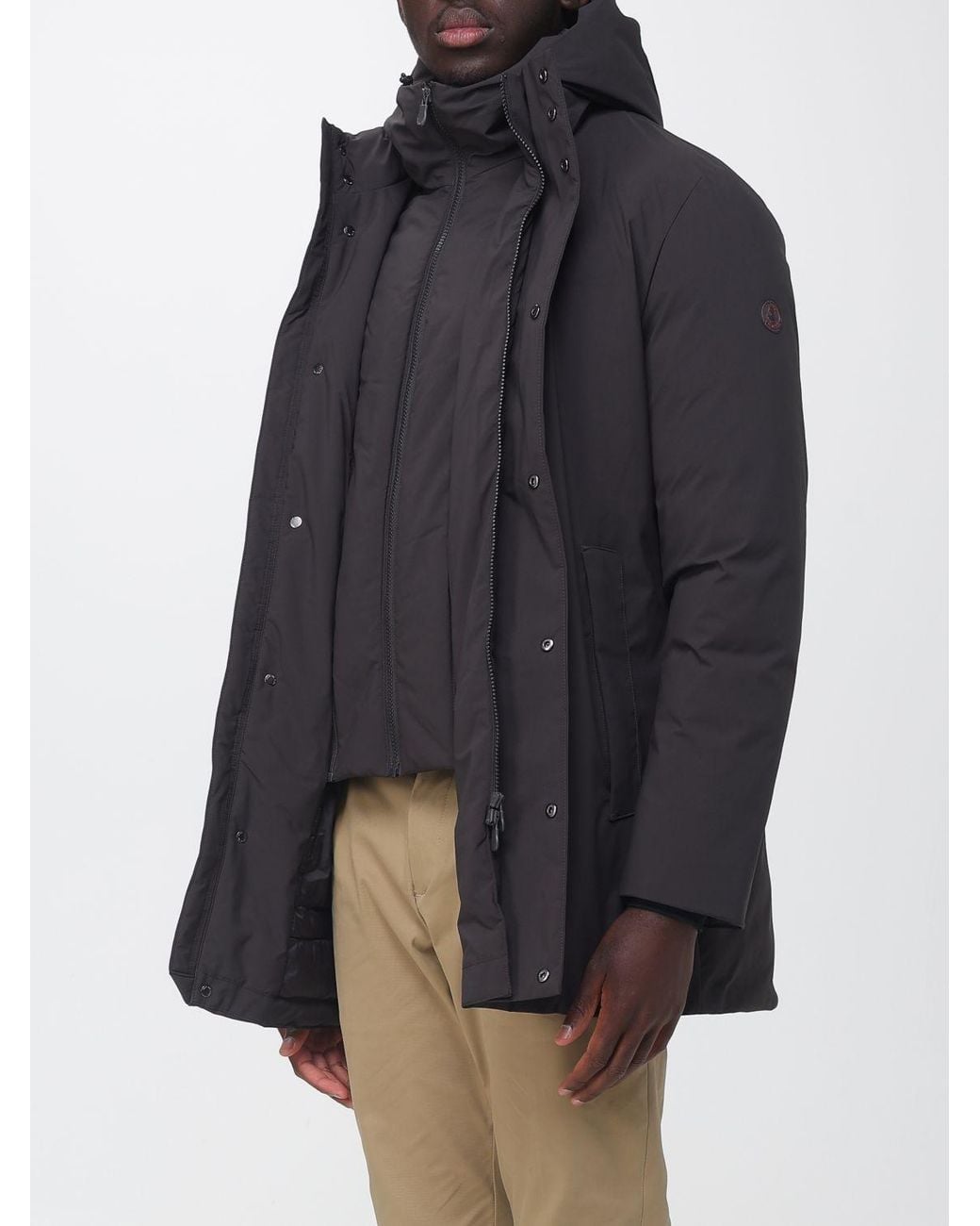 Save The Duck Blue Short Padded Waterproof Polyester Parka With Hood for men