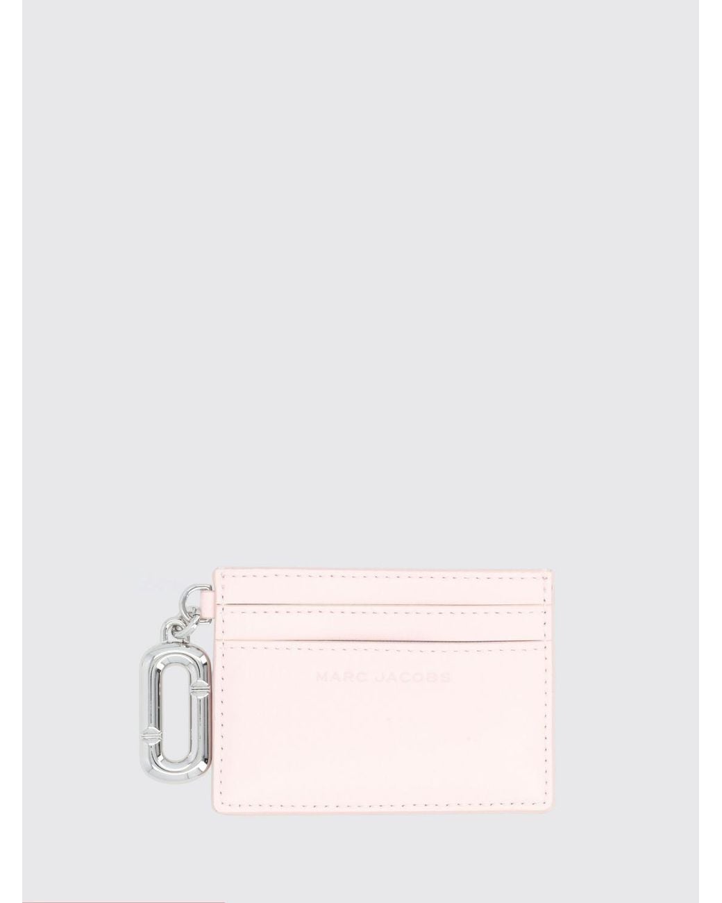 Marc Jacobs Pink Flat Leather Card Holder With Double J Logo