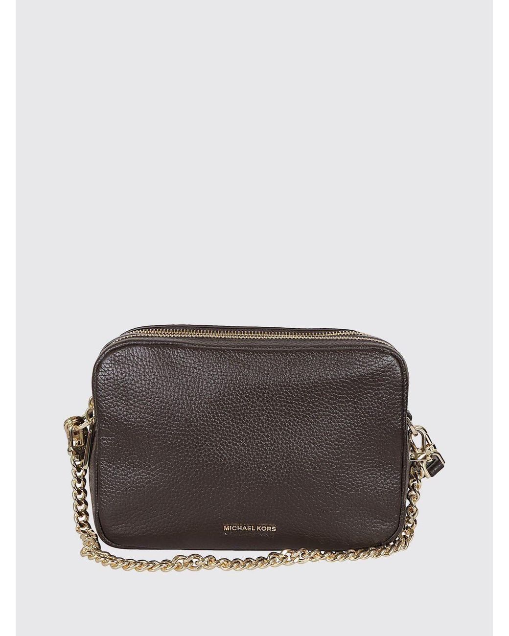 Michael Kors Gray Bryant Pebbled Leather Crossbody Bag With Chain Handle