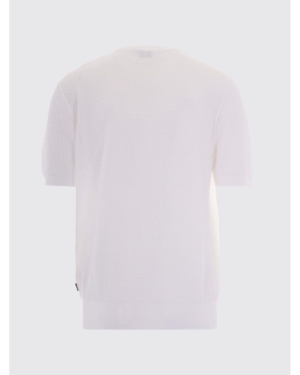 Boss White Cotton Crew Neck Sweater for men