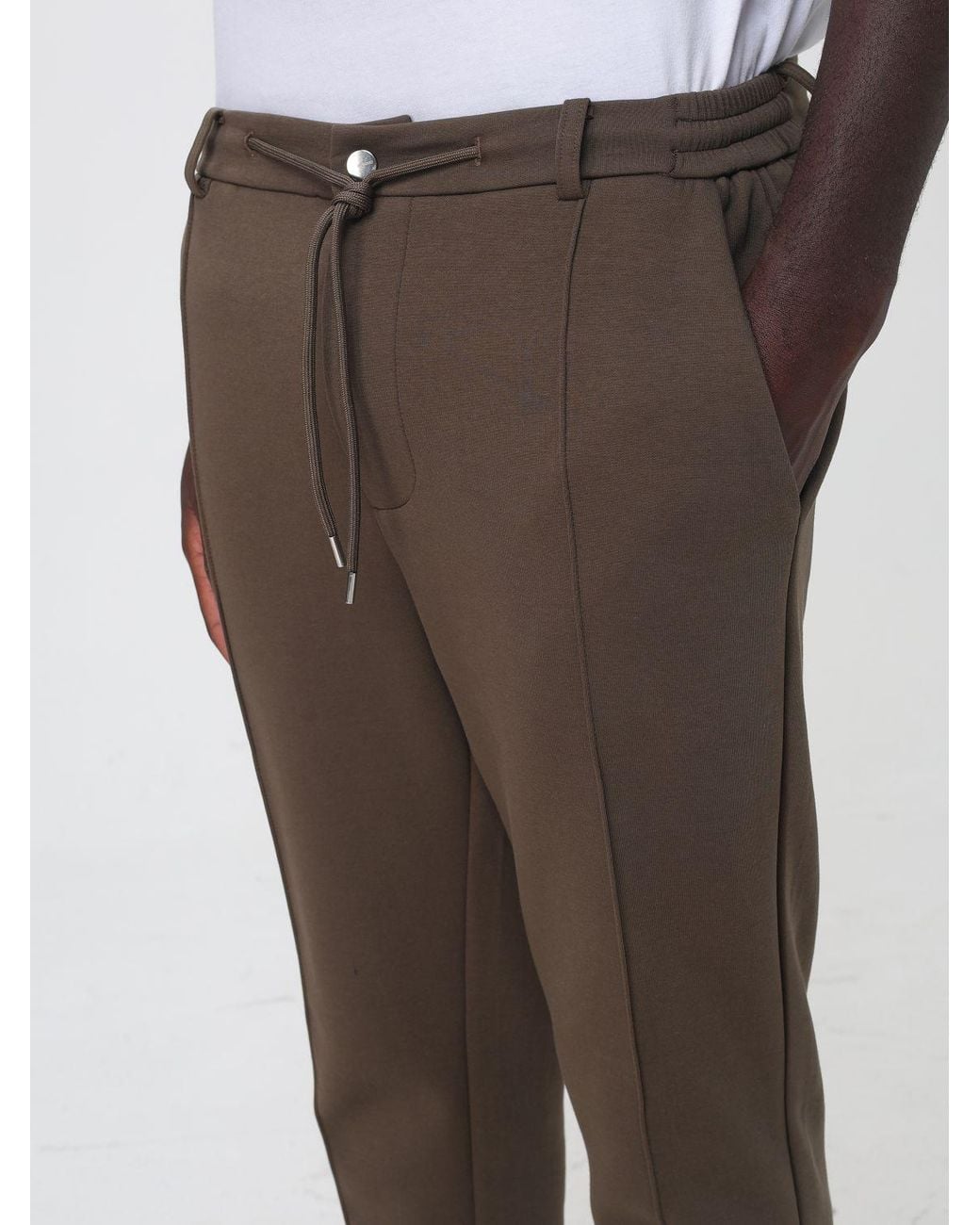 Heskimo Gray Slim Fit Jersey Trousers With Drawstring Waist And Welt Pockets for men