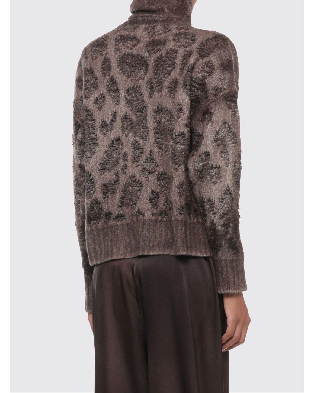 Avant Toi Brown Animal Print Turtleneck Sweater