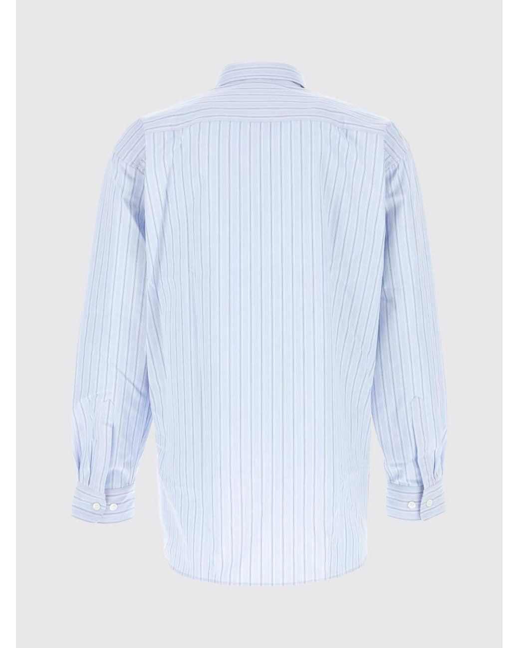 Dries Van Noten Blue Striped Cotton Shirt for men
