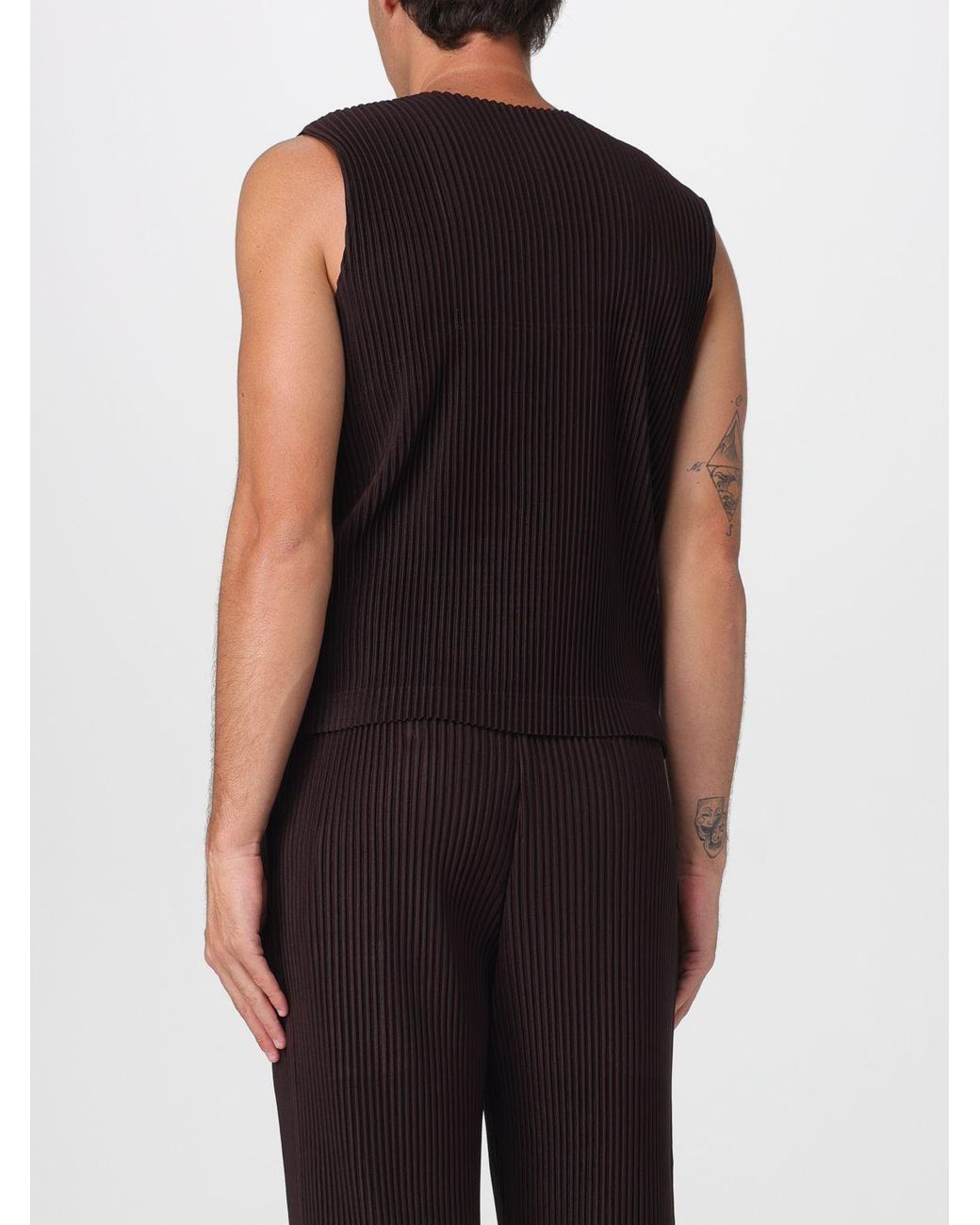 Homme Plissé Issey Miyake Black Button-Front Pleated Waistcoat Homme Plissé Issey Miyake for men