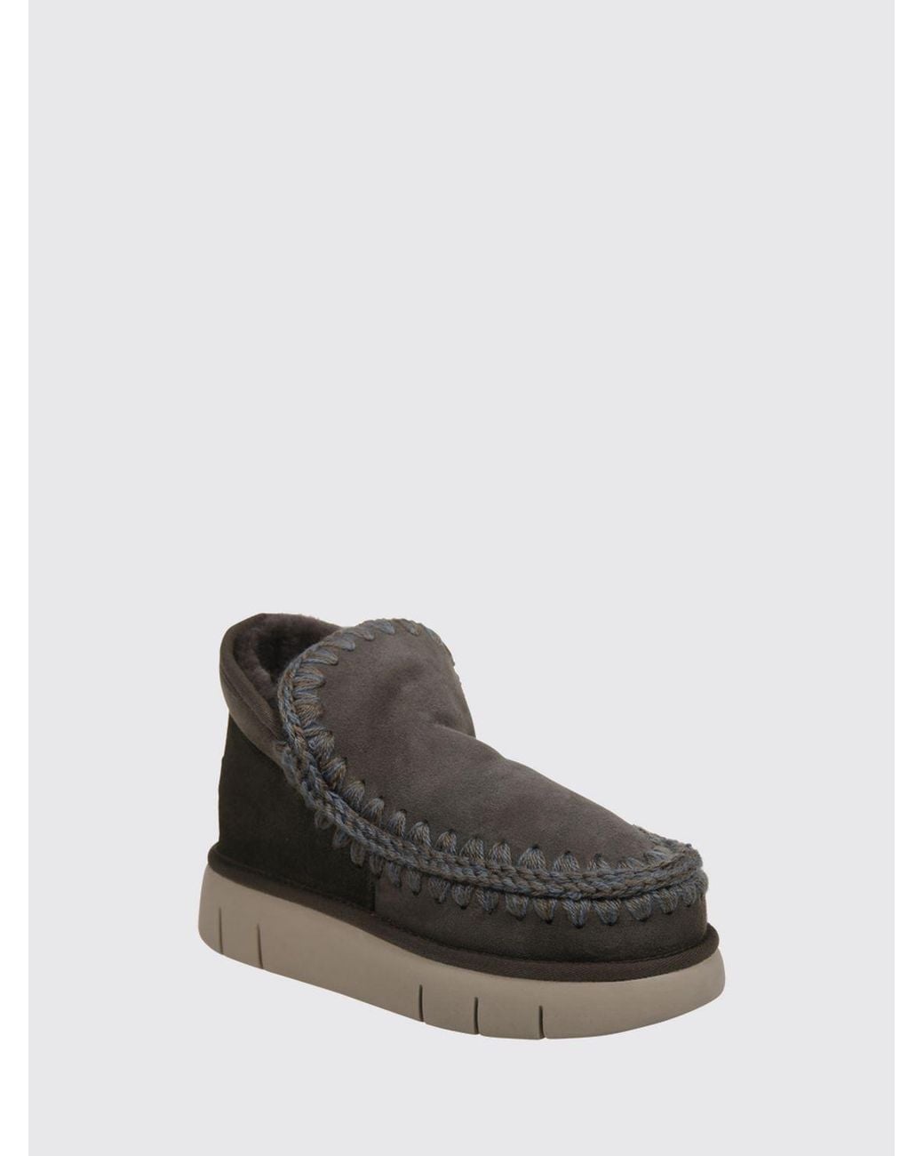 Mou Black Eskimo Bounce Suede Ankle Boots With Contrast Stitching