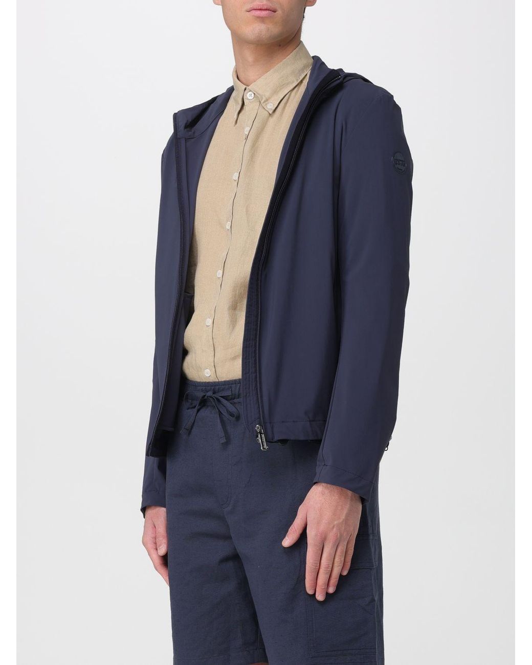 Colmar Blue Stretch Microfiber Jersey Hooded Jacket for men