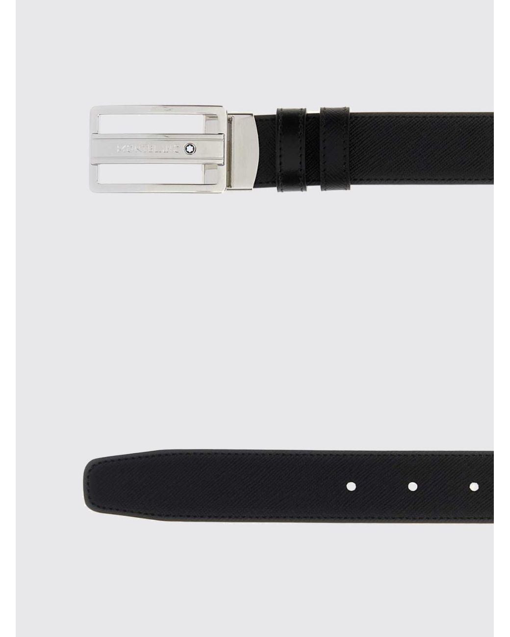 Montblanc White Reversible Smooth And Saffiano Leather Belt With Engraved Logo for men