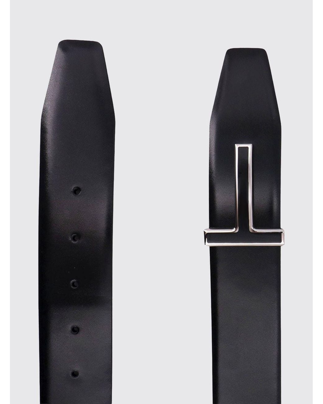 Tom Ford White Smooth Calfskin Belt With T Monogram Buckle for men