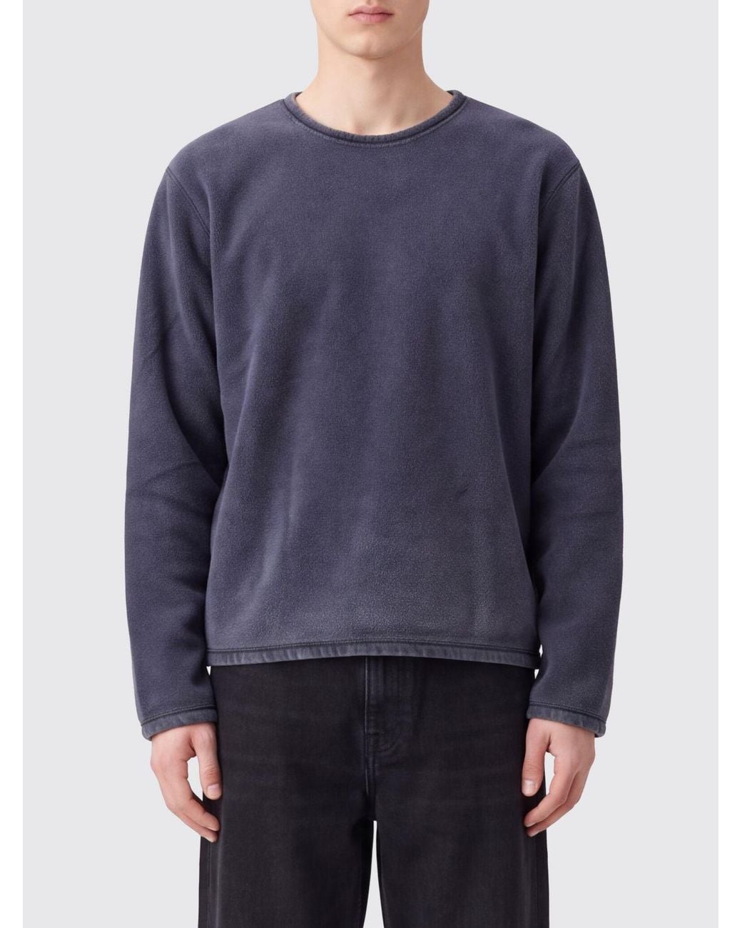 Our Legacy Blue Cotton Crewneck Sweatshirt With Dropped Shoulders for men
