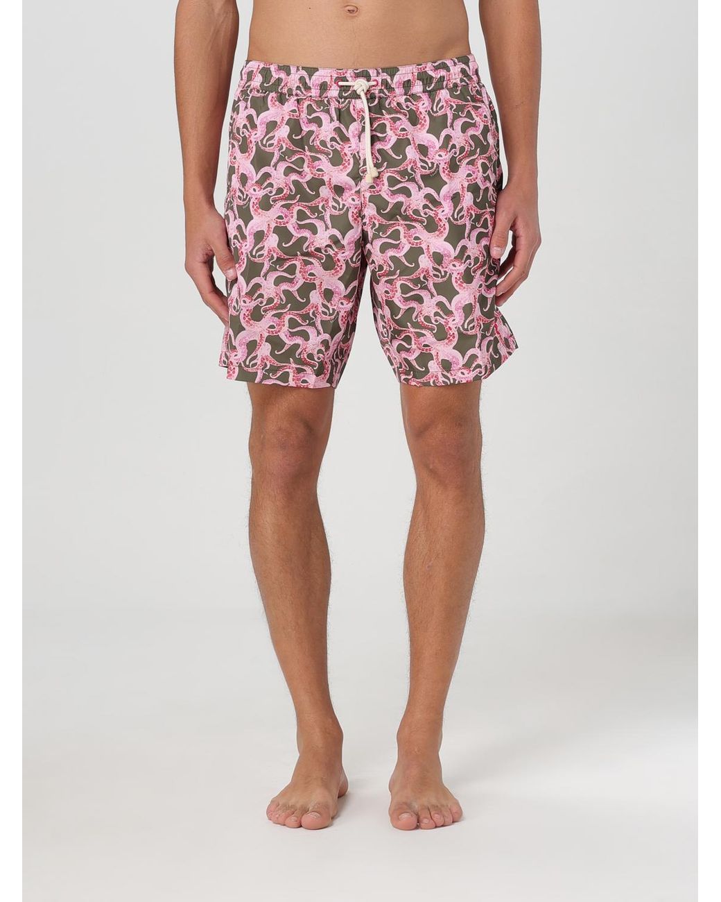 Kampos Pink Patterned Nylon Swimsuit for men