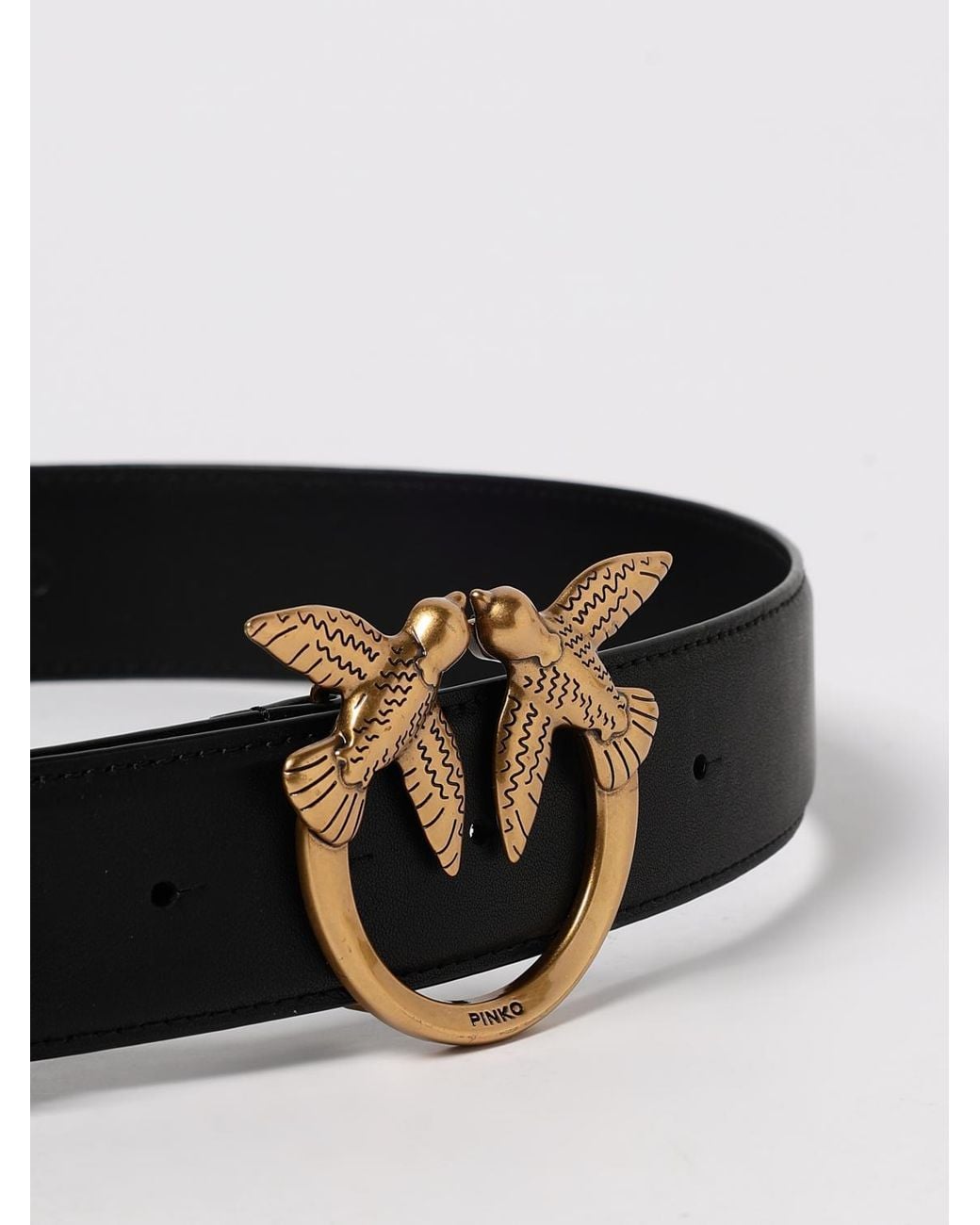Pinko White Love Berry Leather Belt