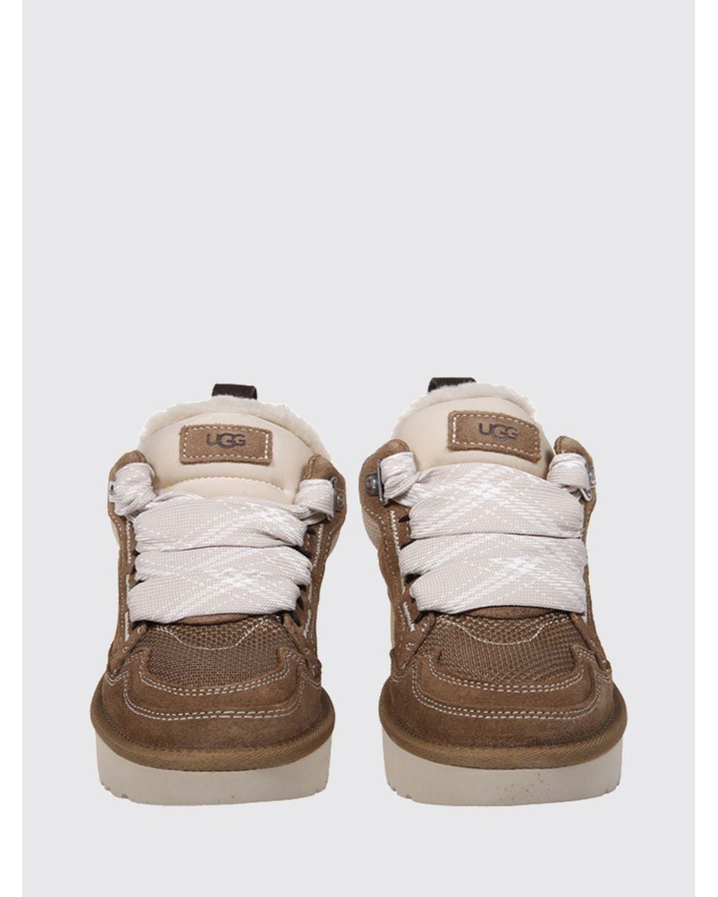 Ugg Brown Lo Lowmel Low-Top Suede Trainers With Wool Interior