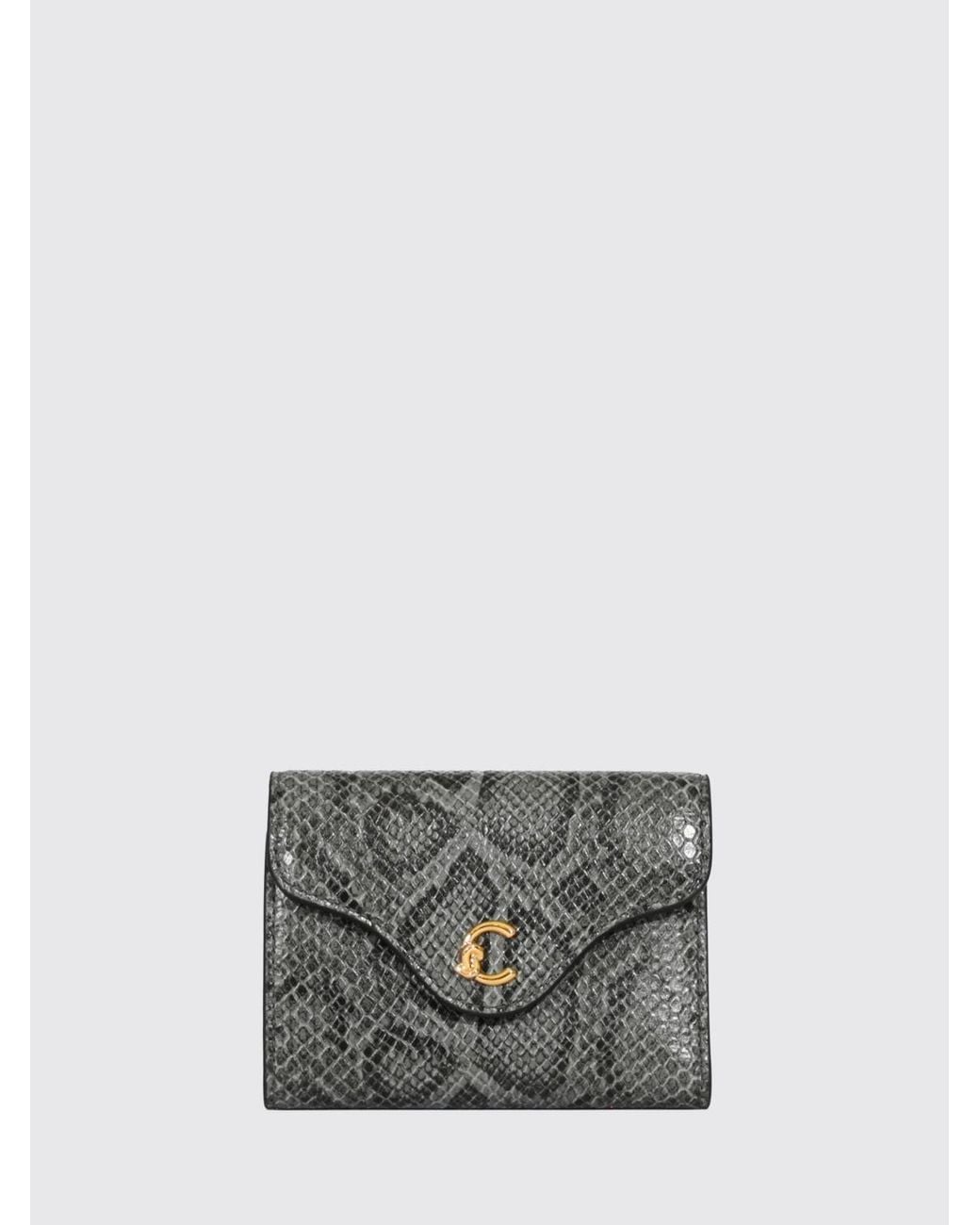 Coccinelle Gray Zip-Around Leather Wallet With An All-Over Python Print