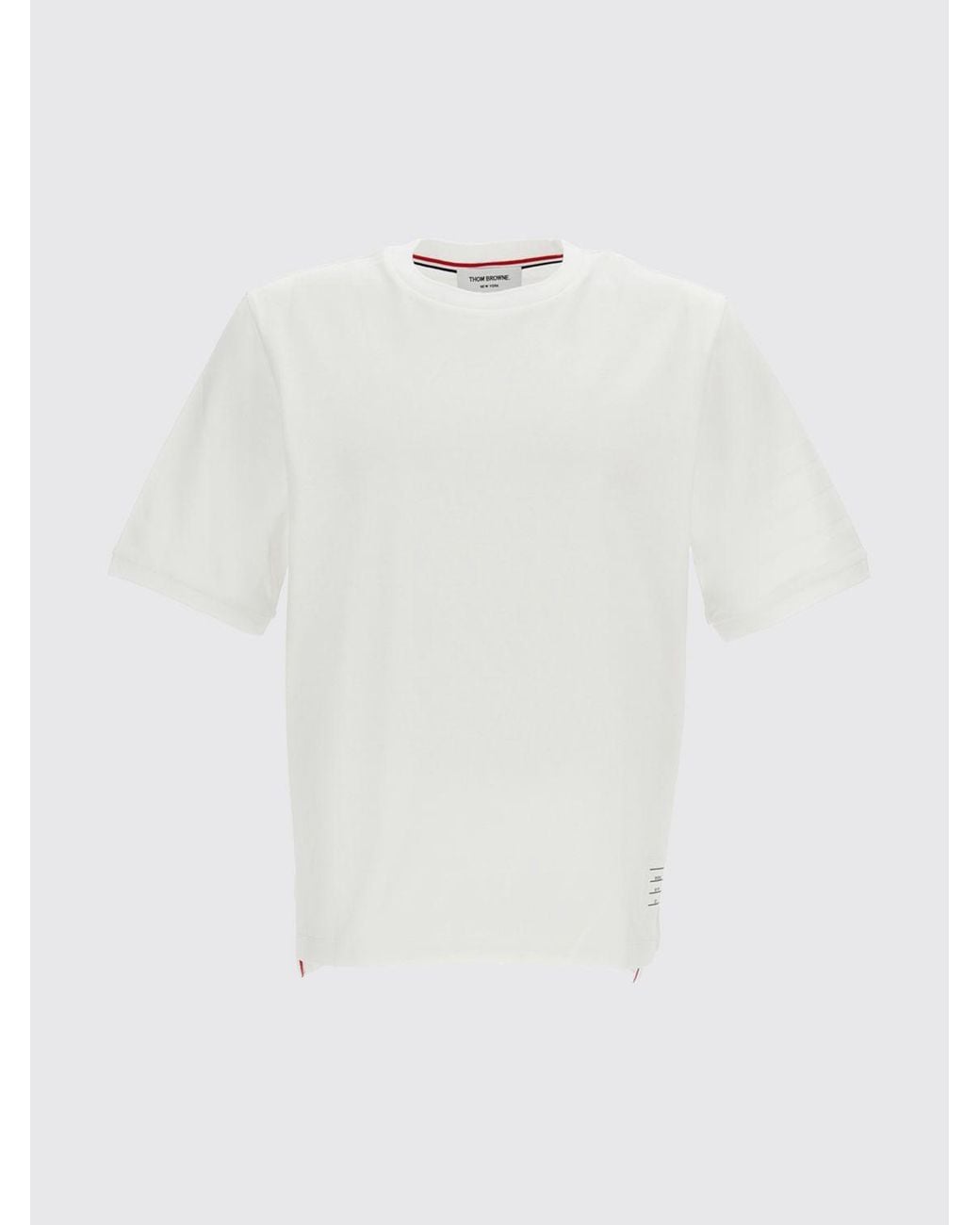 Thom Browne White 4-Bar Cotton T-Shirt With Iconic Sleeve Motif for men