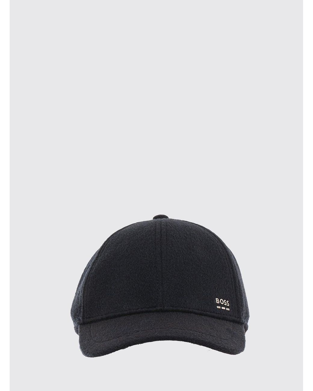 Boss Black Wool And Silk Blend Baseball Cap With Applied Logo for men
