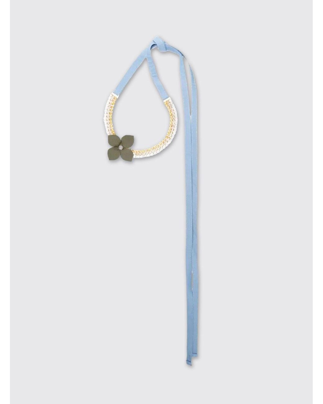 Marni White Messing- Und Samtkette Mit Eingesetzten Strasssteinen Und Blume