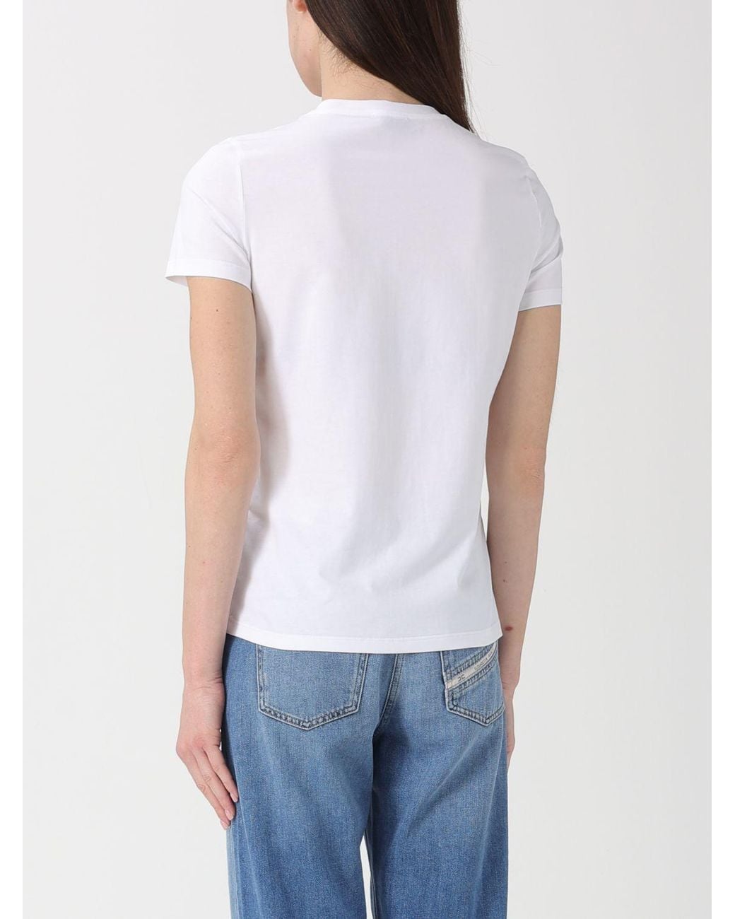 Elisabetta Franchi White Jersey T-Shirt With Embroidered Logo