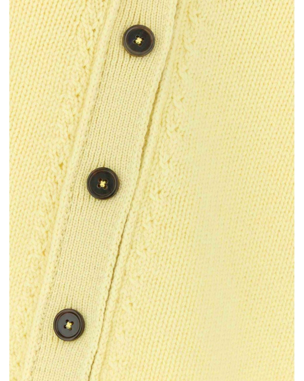 Jil Sander Natural Wool And Cashmere V-Neck Cardigan With Buttons