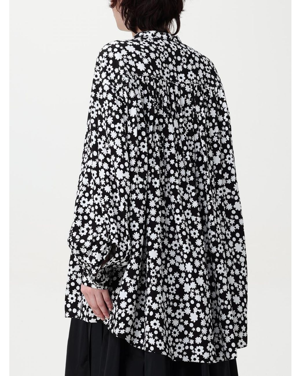 Marni Black Floral Print Blouse Long Sleeves Loose Fit