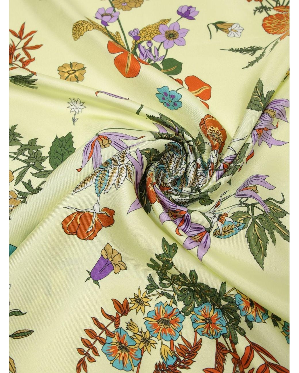 Mantero 1902 Blue Square Silk Twill Foulard With Multicolour Floral Print