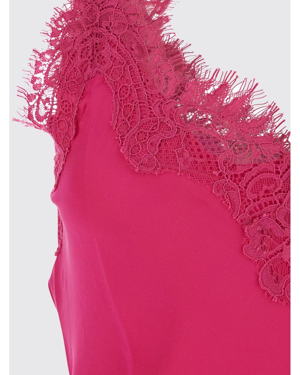 Gold Hawk Pink Pure Silk Mini Slip Dress With Lace Inserts