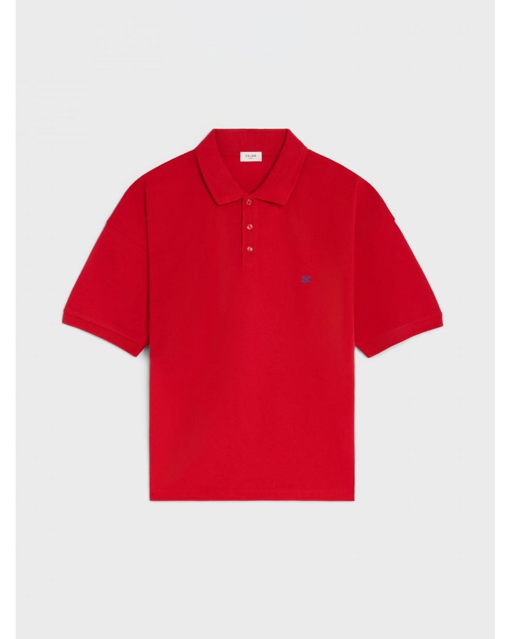 Céline Red Classic Cotton Polo Shirt for men