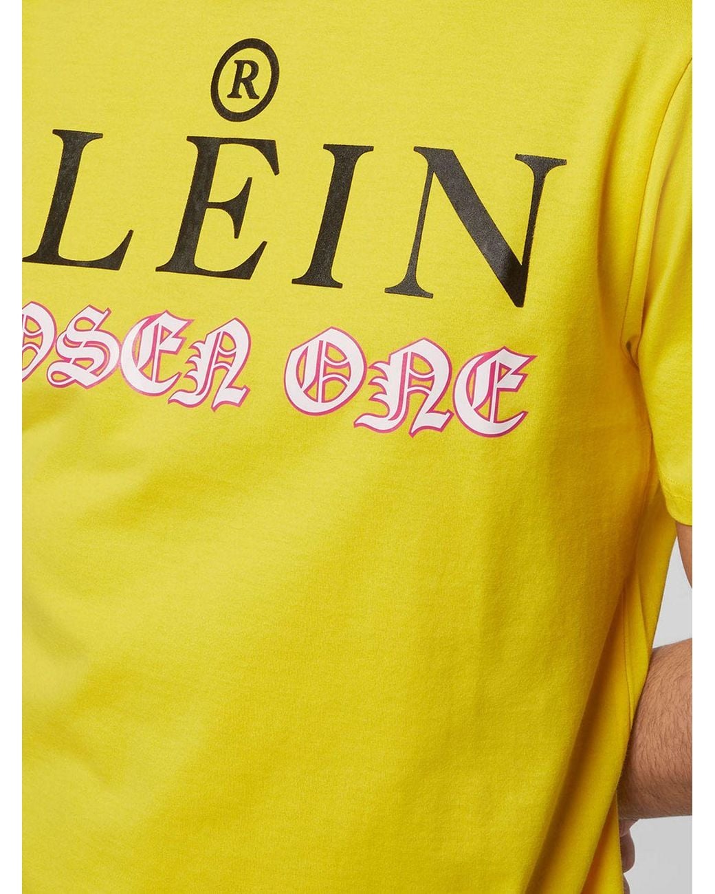 Philipp Plein Yellow Cotton Crew-Neck T-Shirt With Logo Lettering Print for men