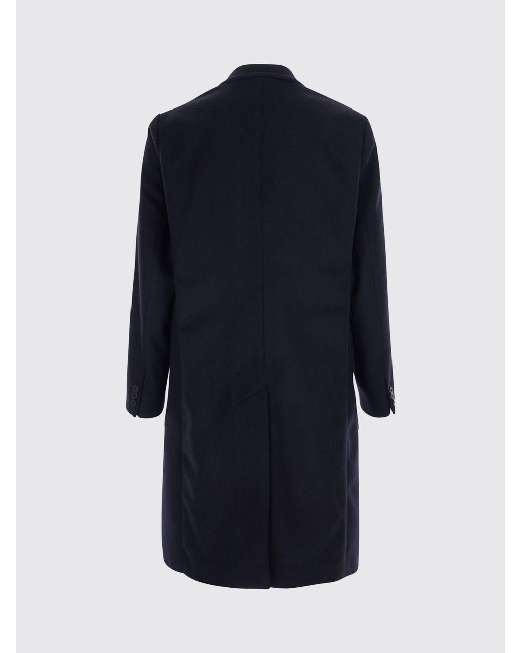 Emporio Armani Blue Knee-Length Double-Breasted Coat for men