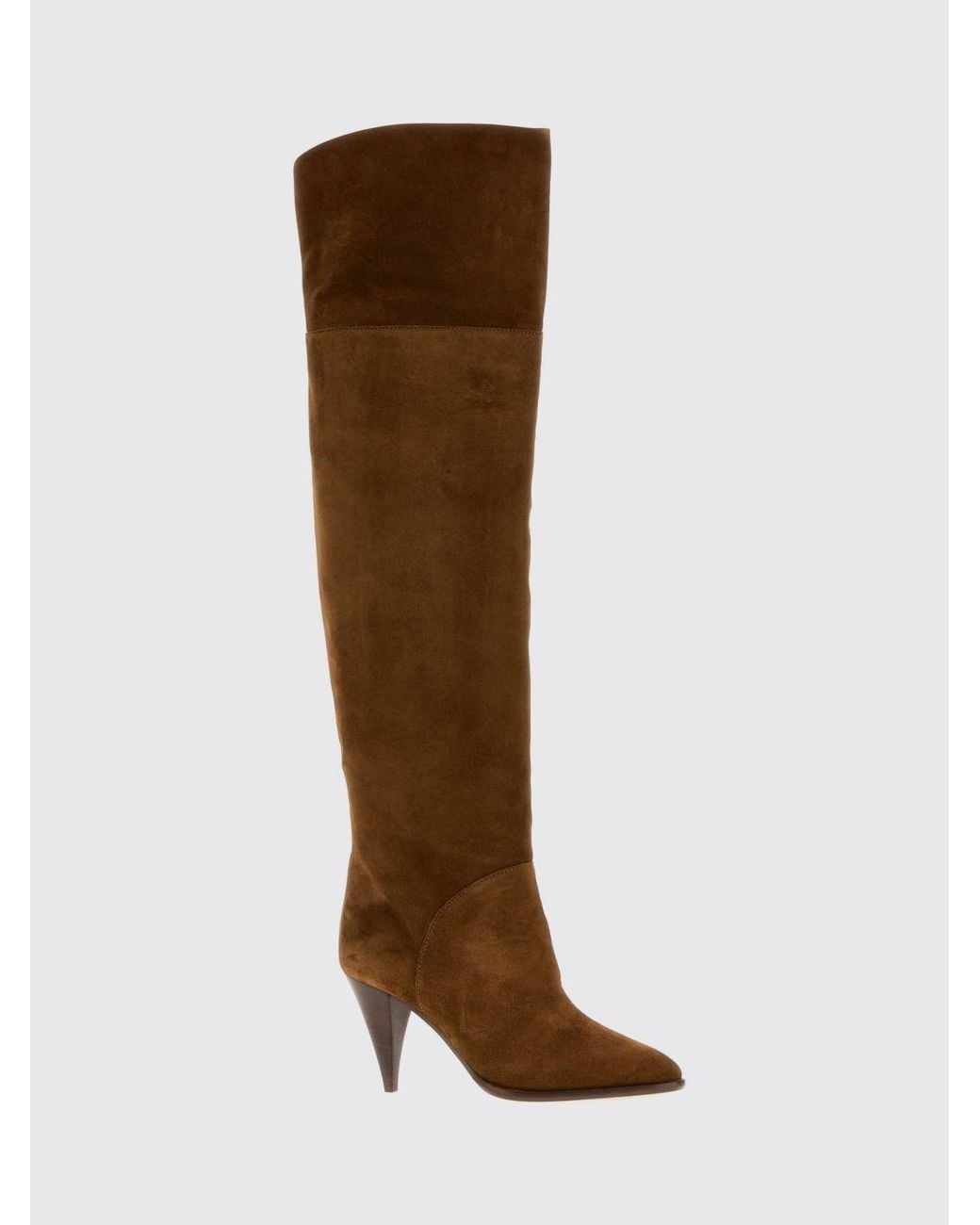 Casadei Brown Venus Nomad Suede Over-The-Knee Boots With Cone Heel