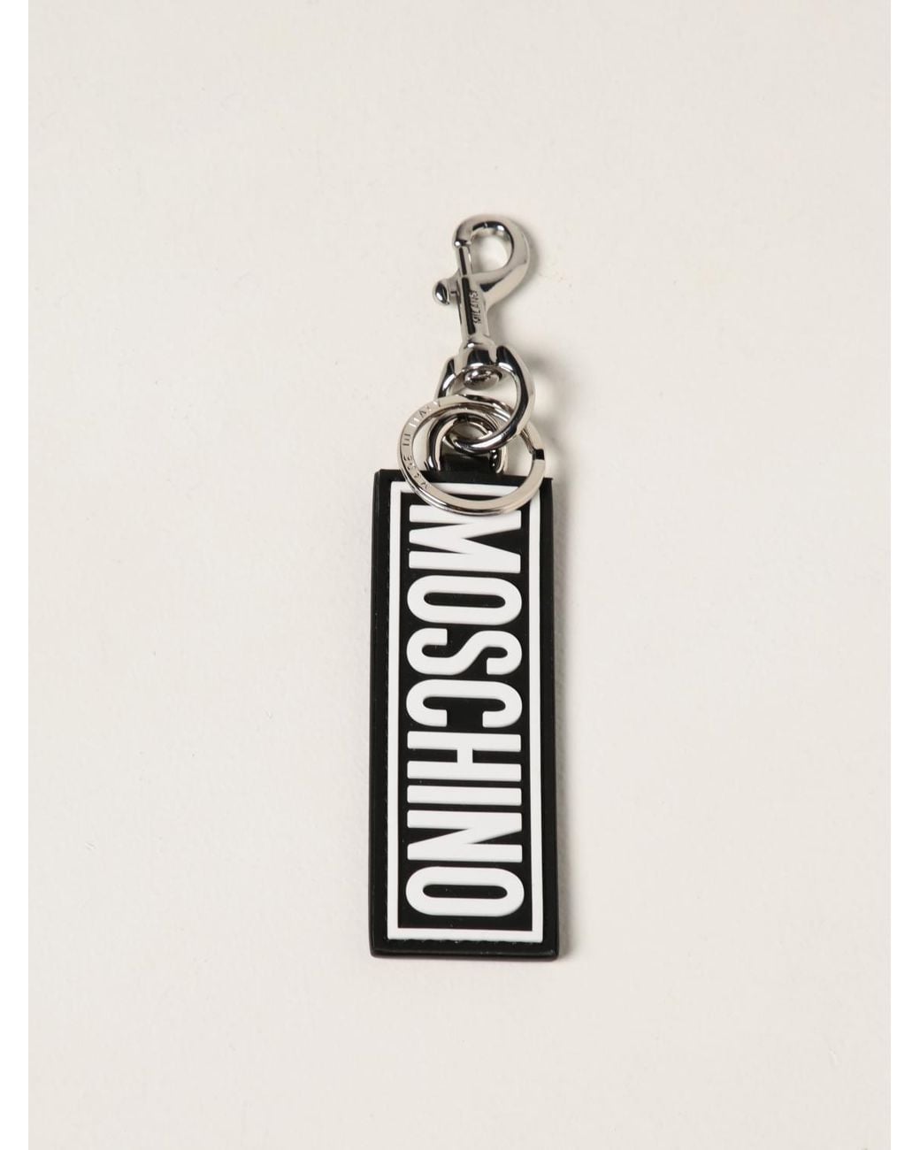 Moschino Couture White Leather Key Ring With Logo for men