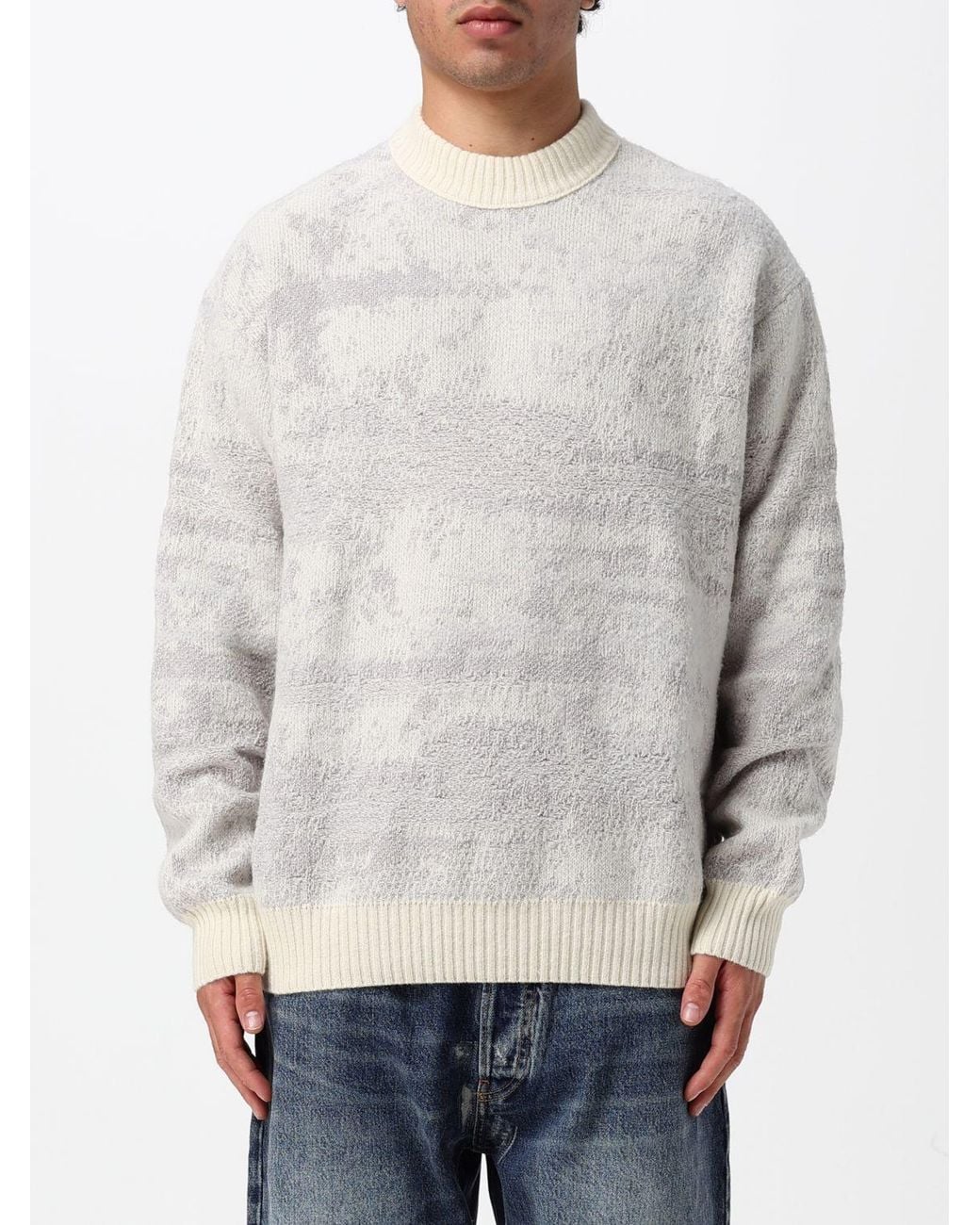 Boss Gray Crewneck Jumper With Dropped Shoulders And Ribbed Trims for men