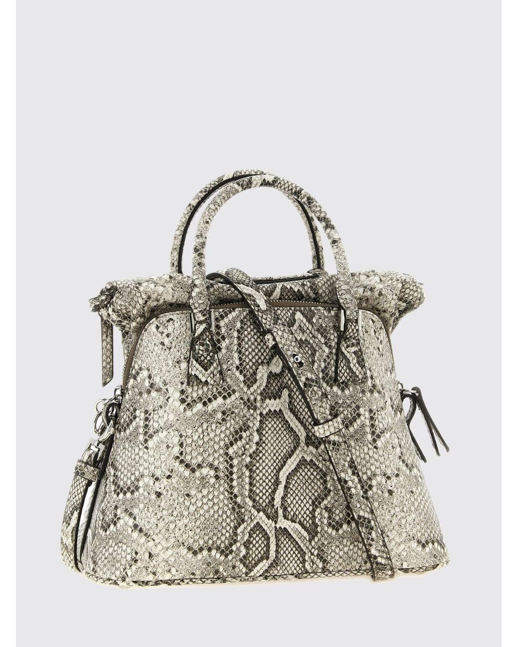 Maison Margiela Metallic 5Ac Mini Python-Effect Leather Handbag With Charm