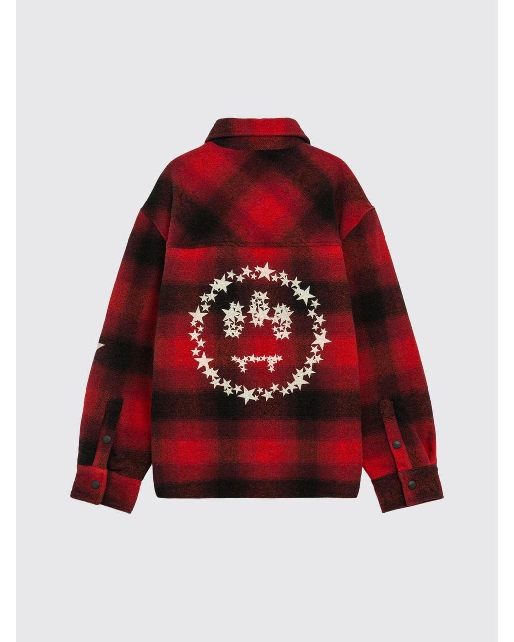 Barrow Red Check Wool Flannel Shirt Jacket With Logo Print for men